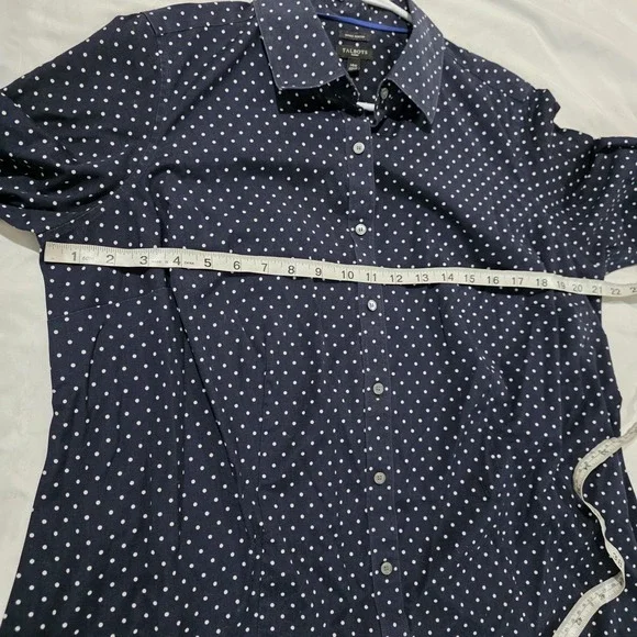 Talbots Womens Polka Dot Button Up Top 14W Wrinkle Resistant Business Casual - Picture 6 of 7